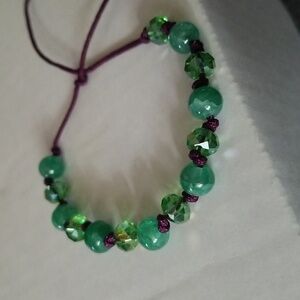 Green Beaded Boho Bracelet Adjustable. 7/15/070